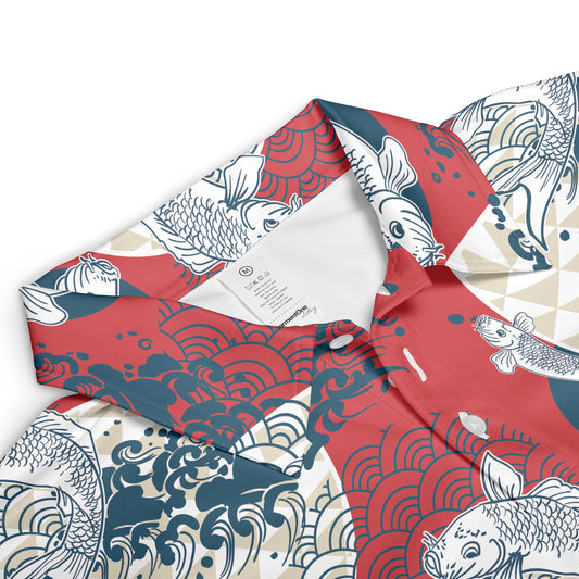 Koi Fish & Asian Waves Polo Shirt
