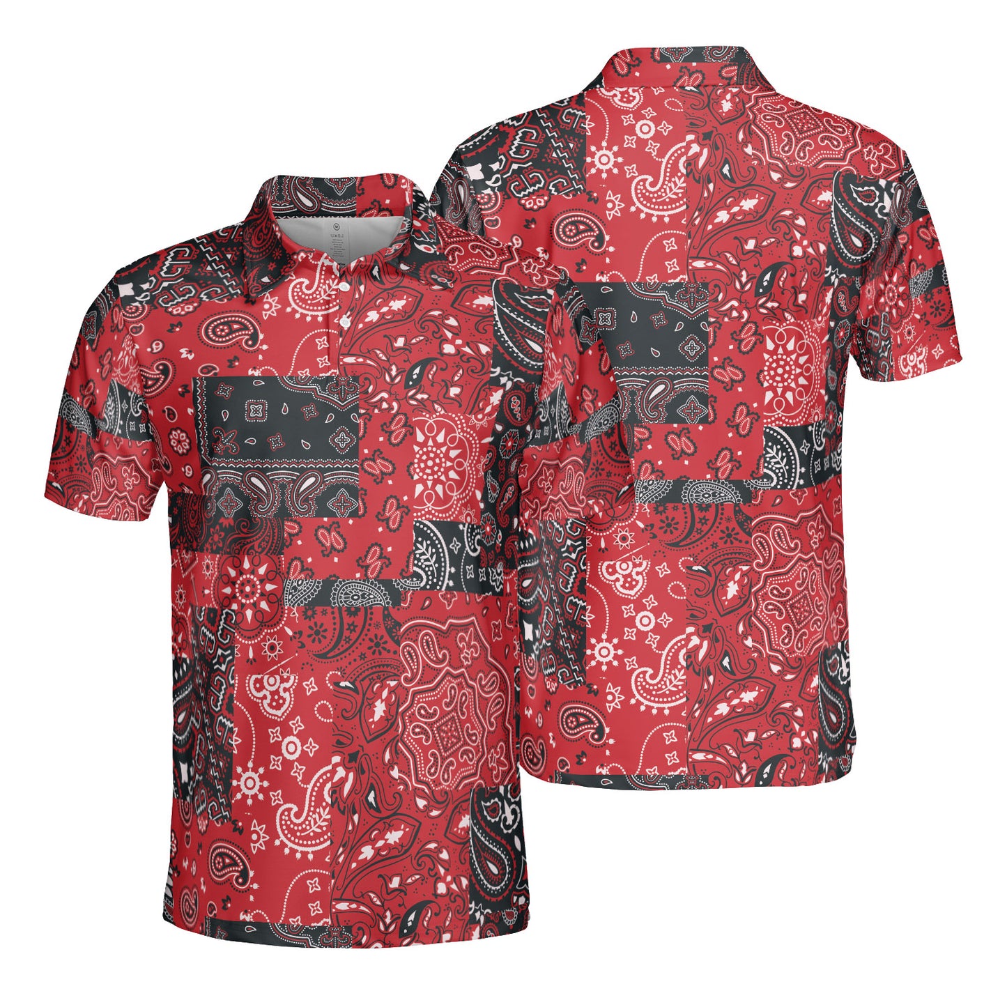 Red & Black Bandanna Polo Shirt