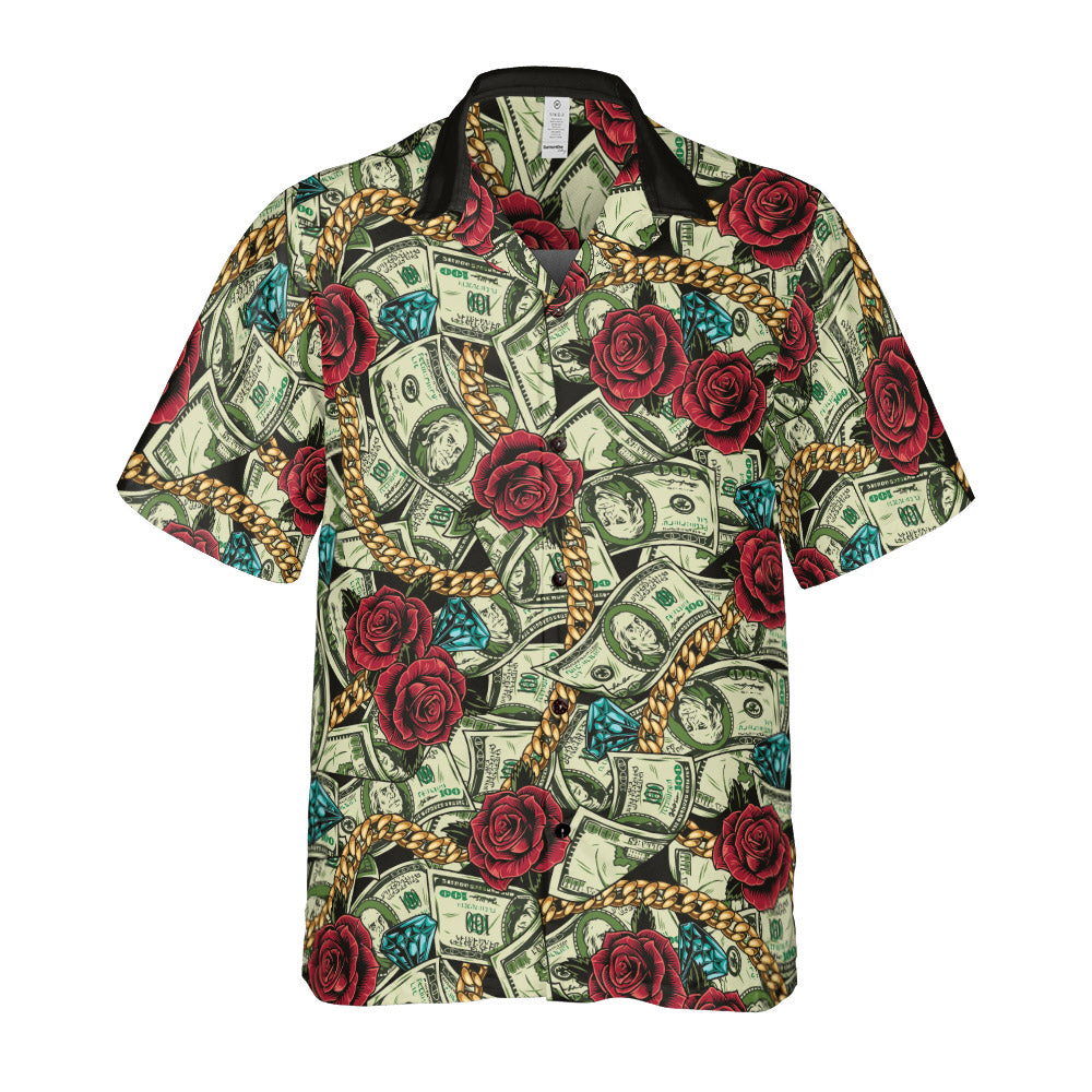 Money and Diamonds Over Everything Button Up Shirt