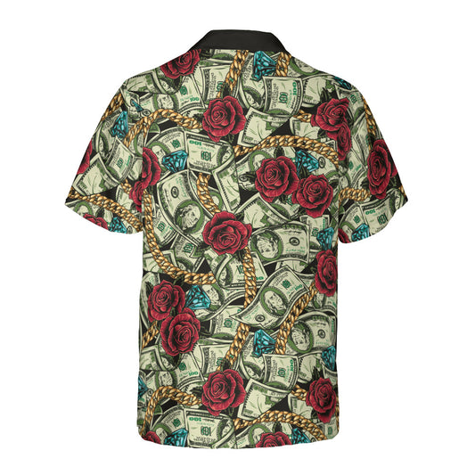 Money and Diamonds Over Everything Button Up Shirt