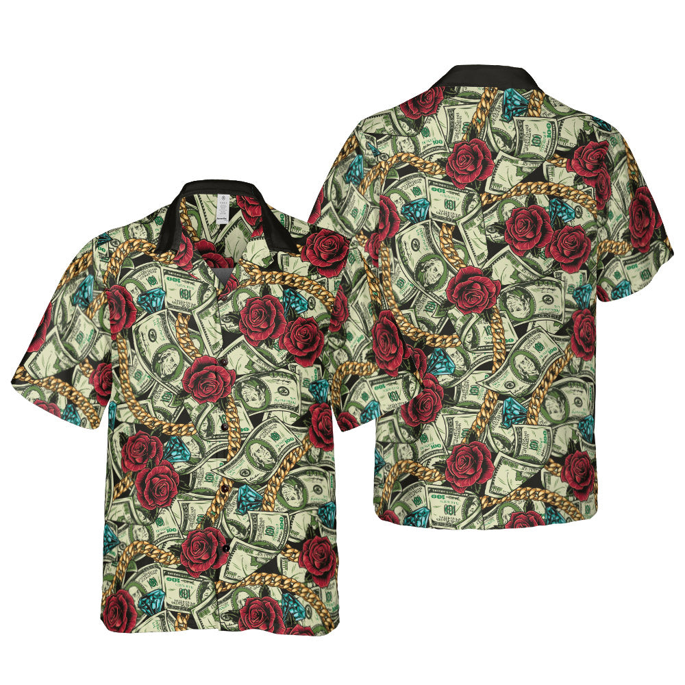 Money and Diamonds Over Everything Button Up Shirt