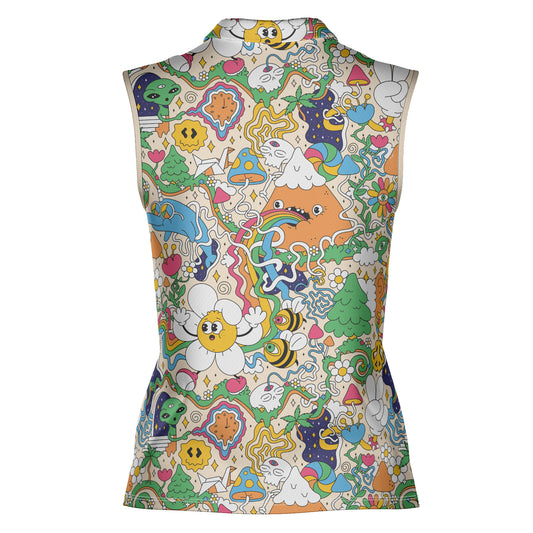 Mushroom Trip Women's Sleeveless Polo Shirt