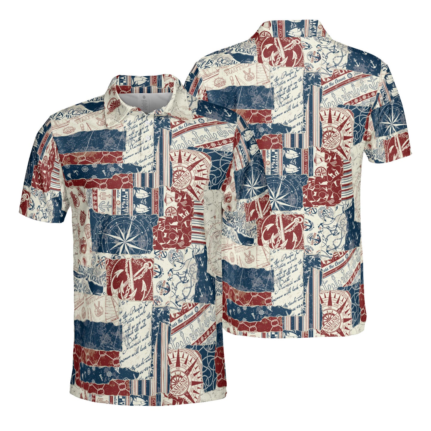 Nautical Patchwork Polo Shirt