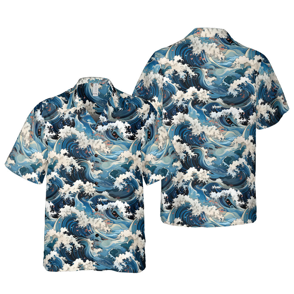 Ocean Waves & Cherry Blossoms Button Up Shirt