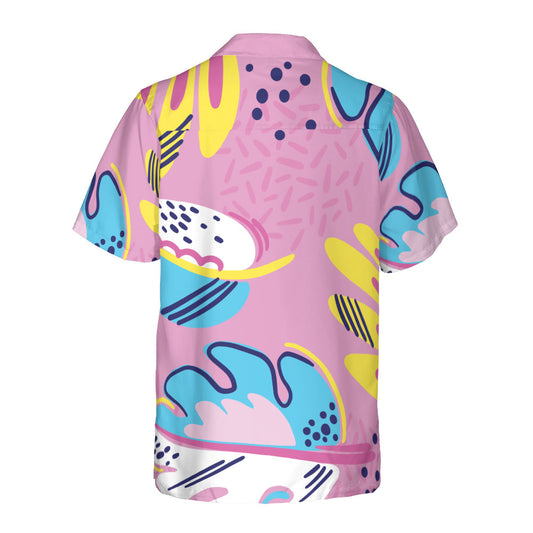 Pink Abstract Leaves Button Up Shirt