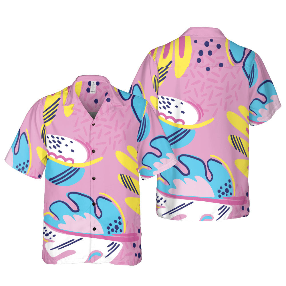 Pink Abstract Leaves Button Up Shirt