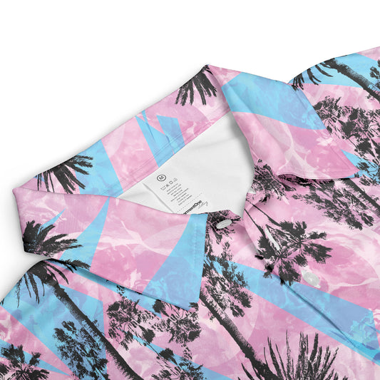 Pink & Blue Beach Vibes Polo Shirt
