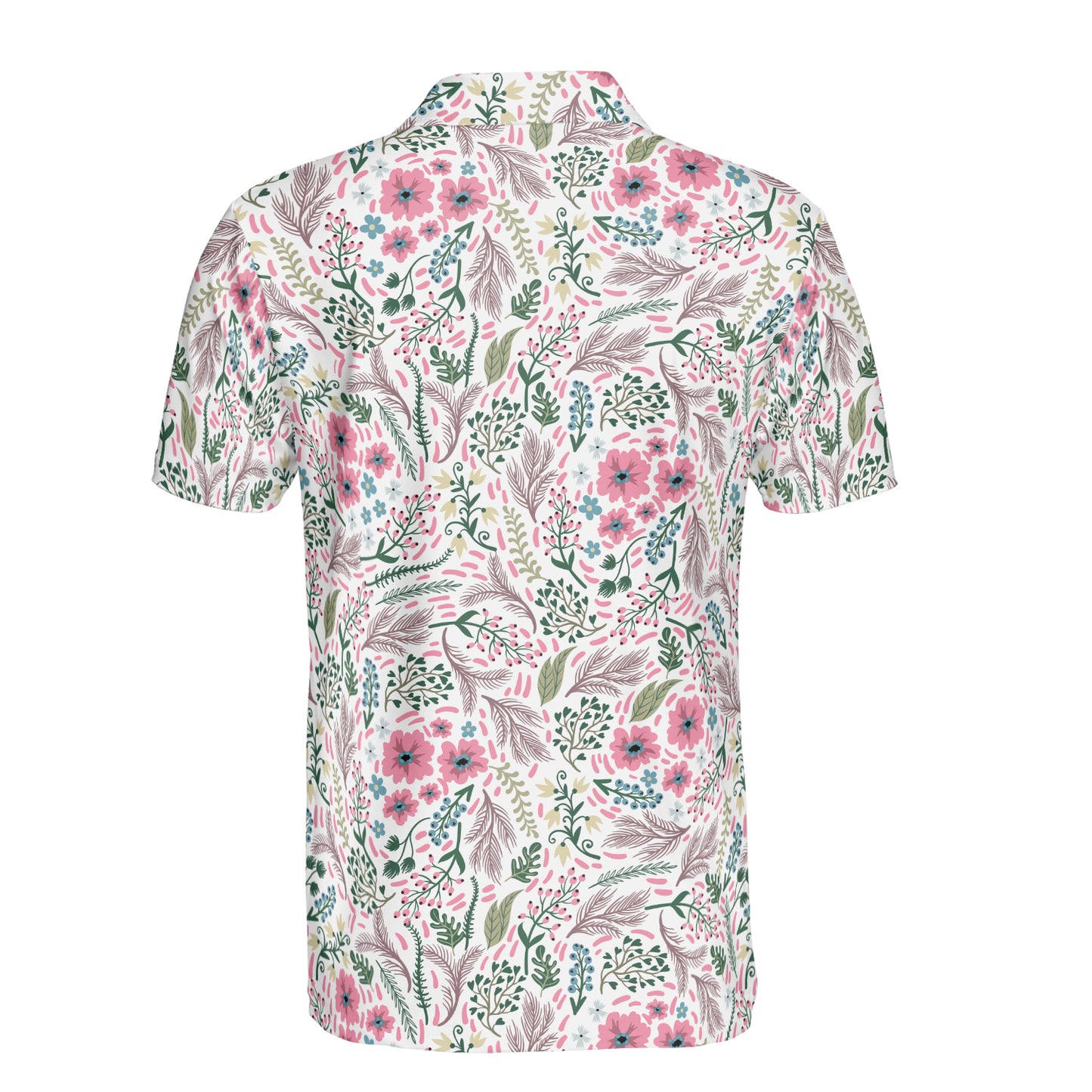Pink Ditsy Flowers Polo Shirt