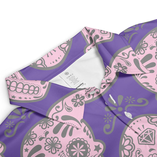 Pink & Purple Calavera Polo Shirt
