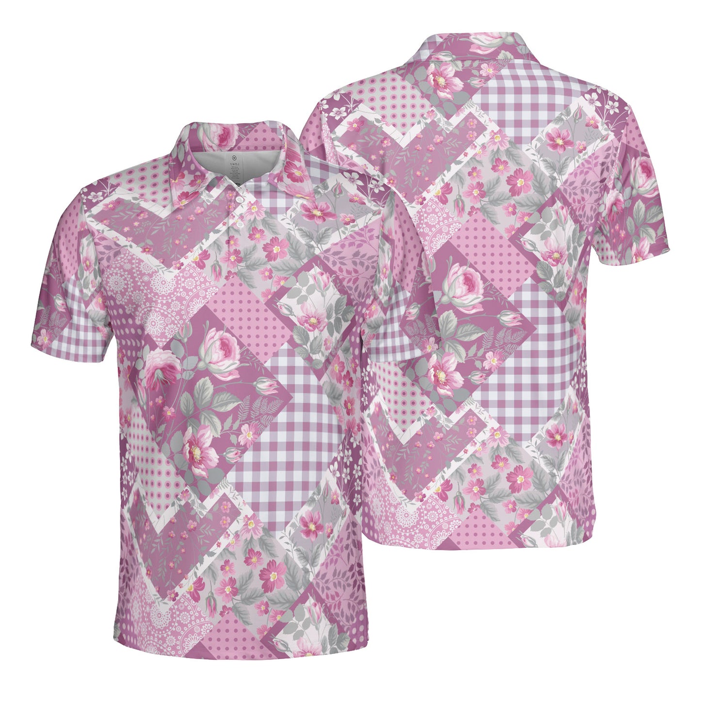 Purple Floral Patchwork Polo Shirt