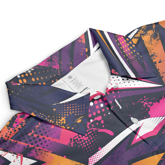 Purple Pink & Orange Geometric Polo Shirt