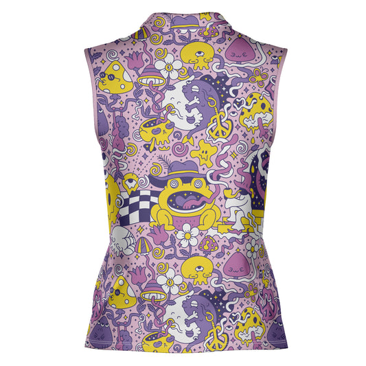 Purple Psychedelic Women's Sleeveless Polo Shirt