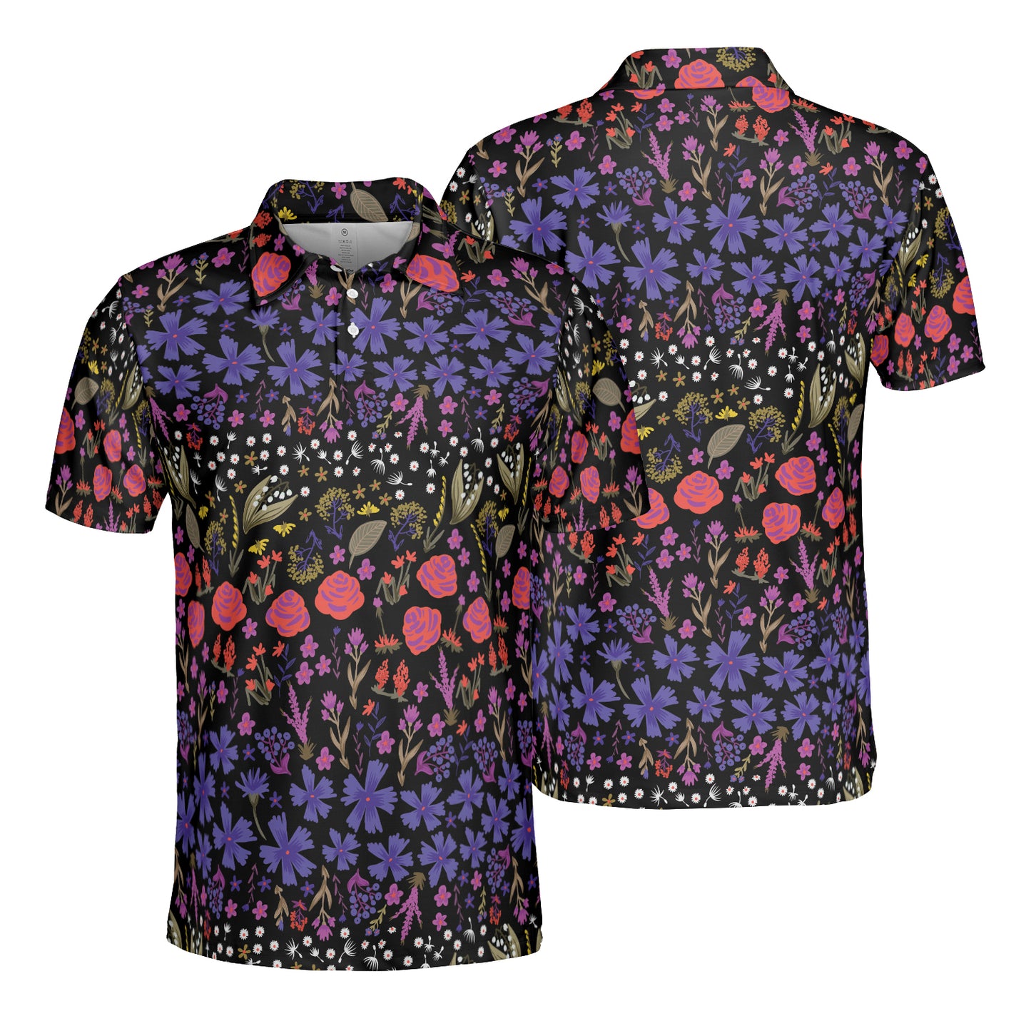 Purple & Violet Flowers Polo Shirt