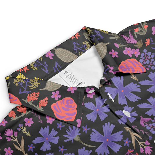 Purple & Violet Flowers Polo Shirt