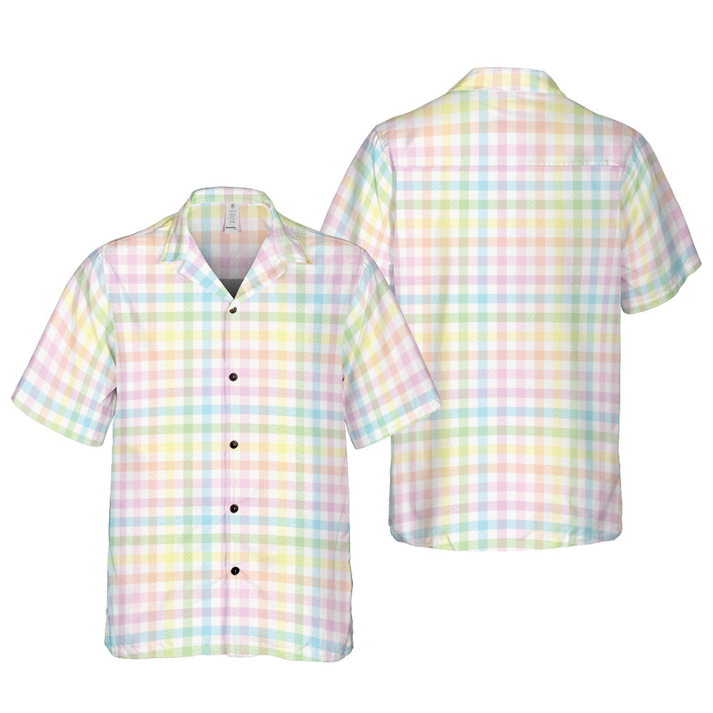 Rainbow Gingham Plaid Button Up Shirt