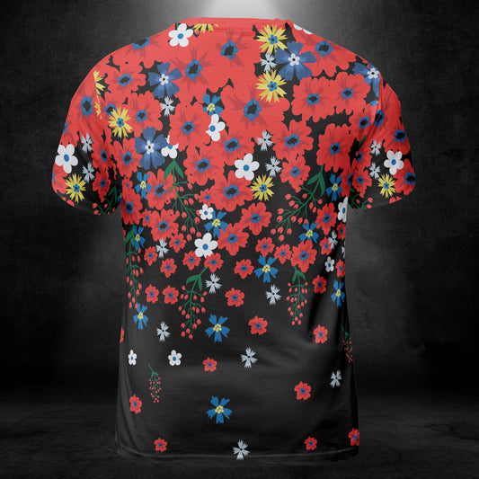 Raining Red Flowers Unisex Comfort T-Shirt
