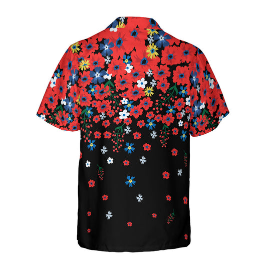 Raining Red Flowers Button Up Shirt