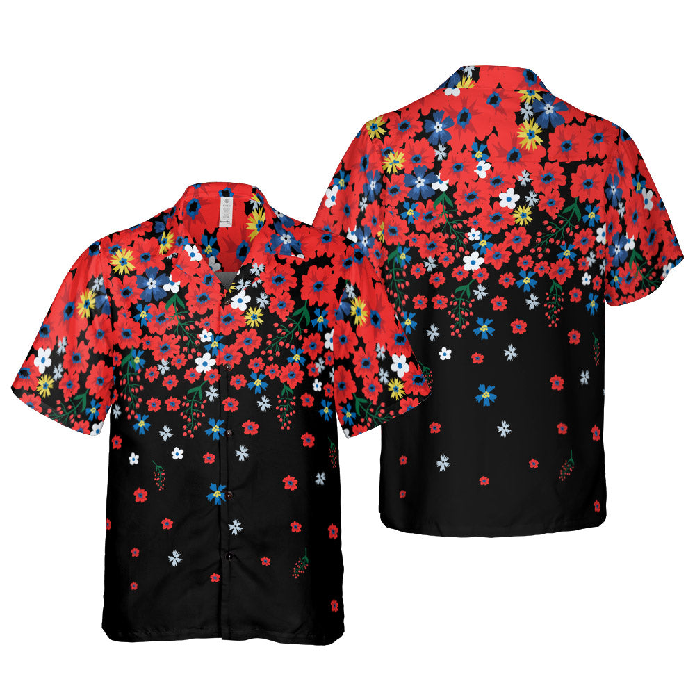 Raining Red Flowers Button Up Shirt