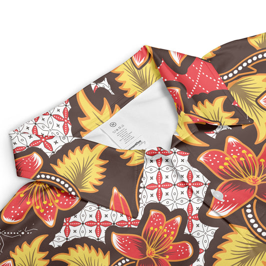 Red Floral Batik Polo Shirt