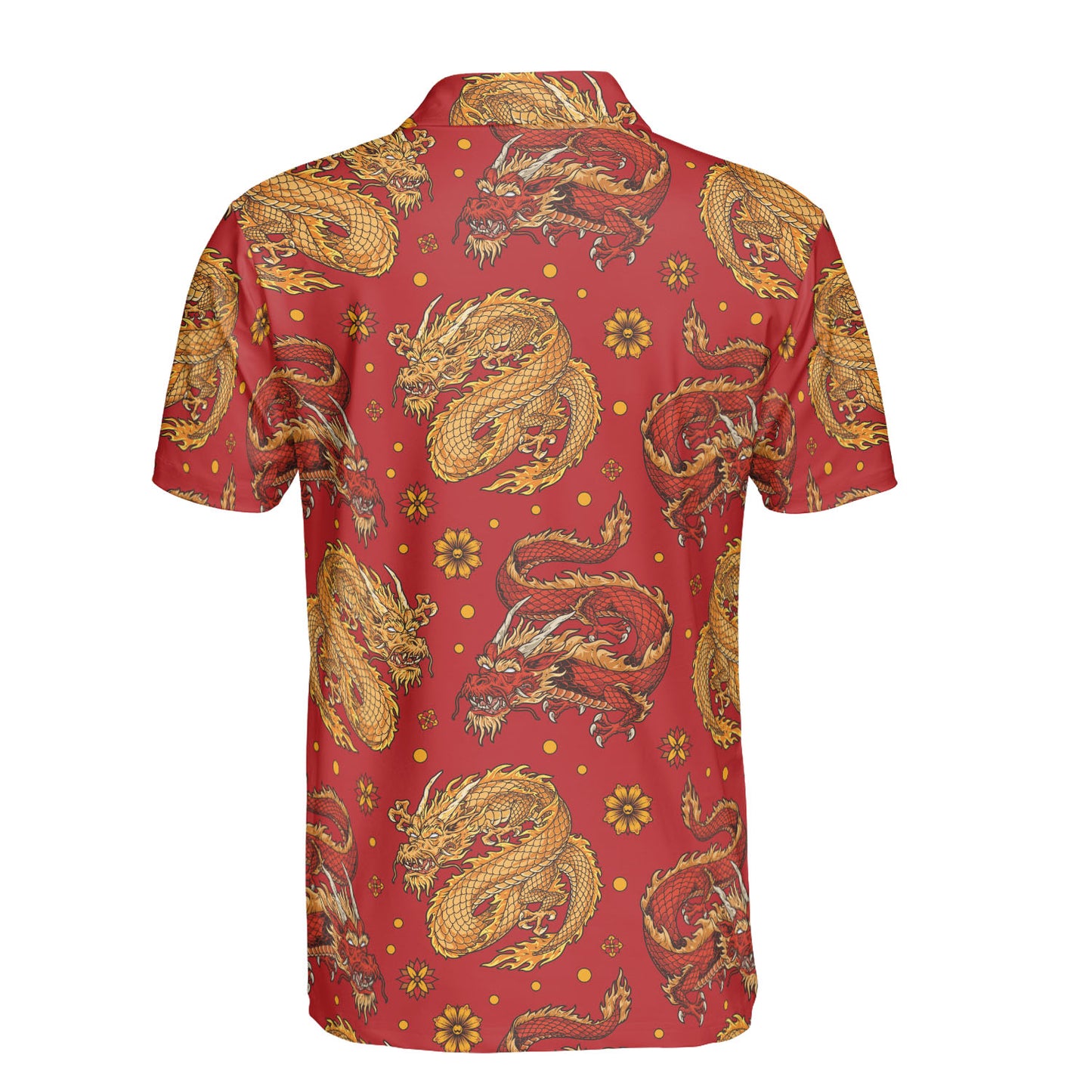Red & Gold Flying Dragons Polo Shirt