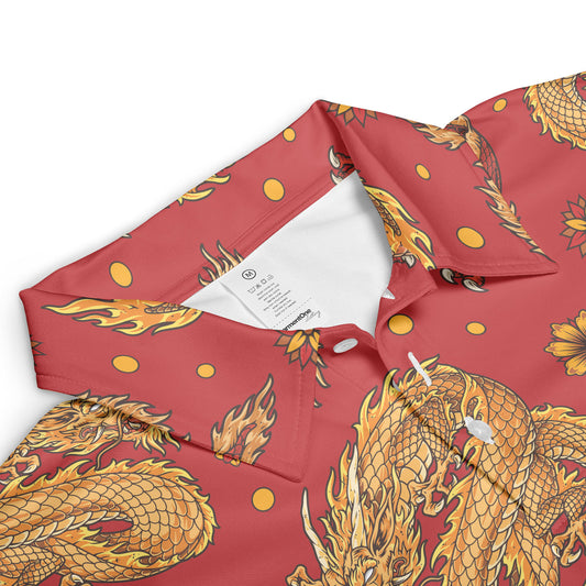 Red & Gold Flying Dragons Polo Shirt