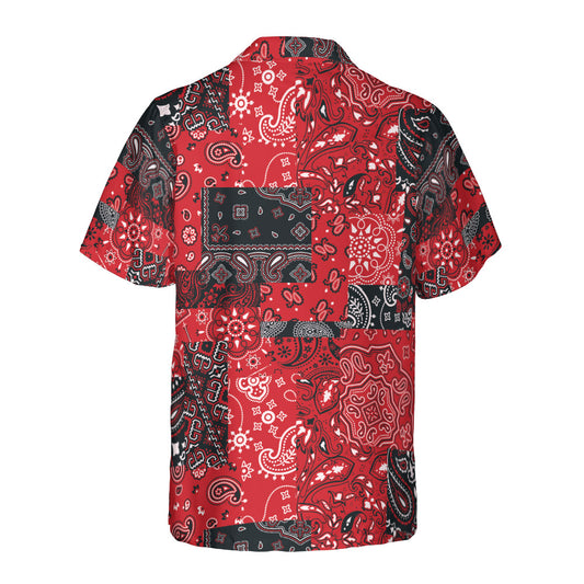 Red & Black Bandanna Button Up Shirt