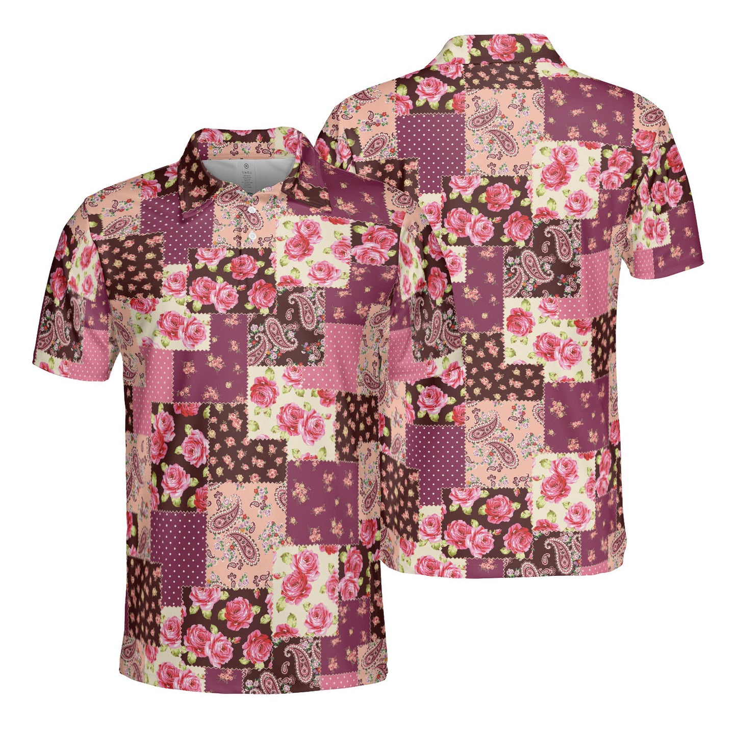 Roses Paisley Patchwork Polo Shirt