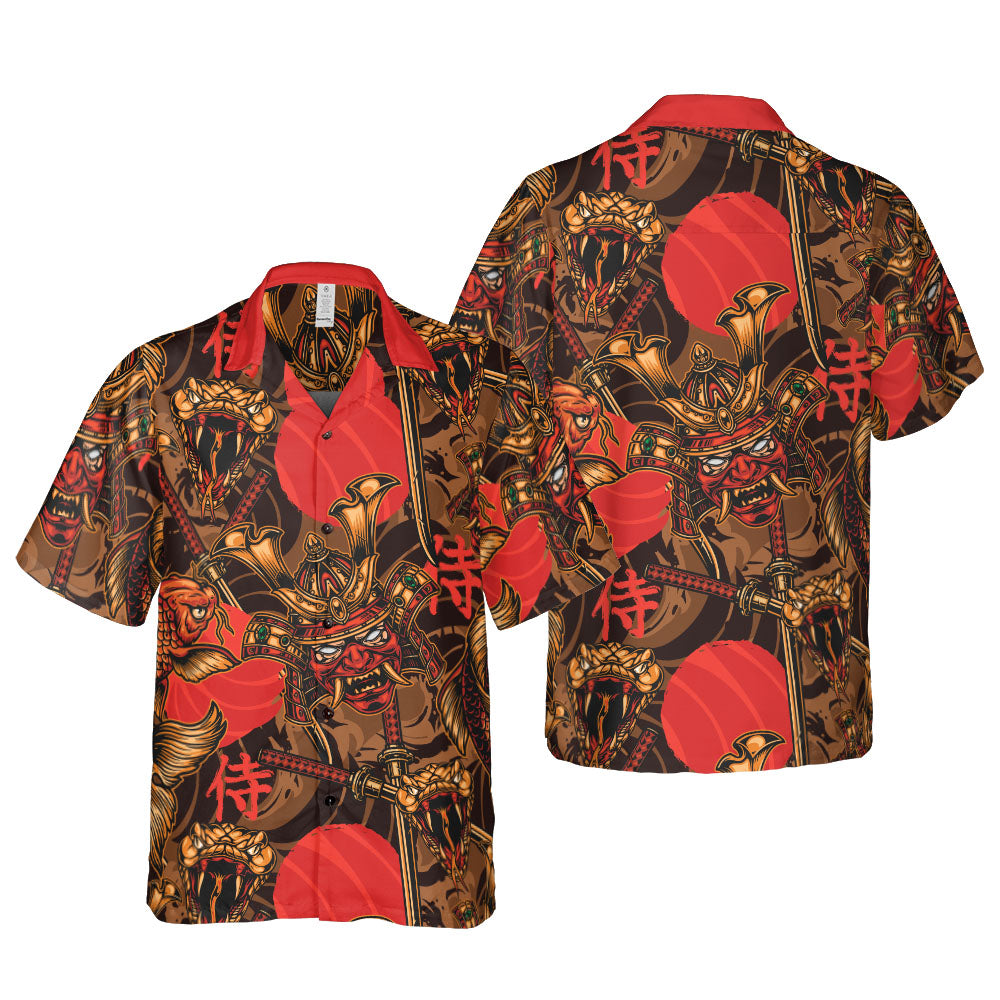 Samurai And Koi Fish Button Up Shirt