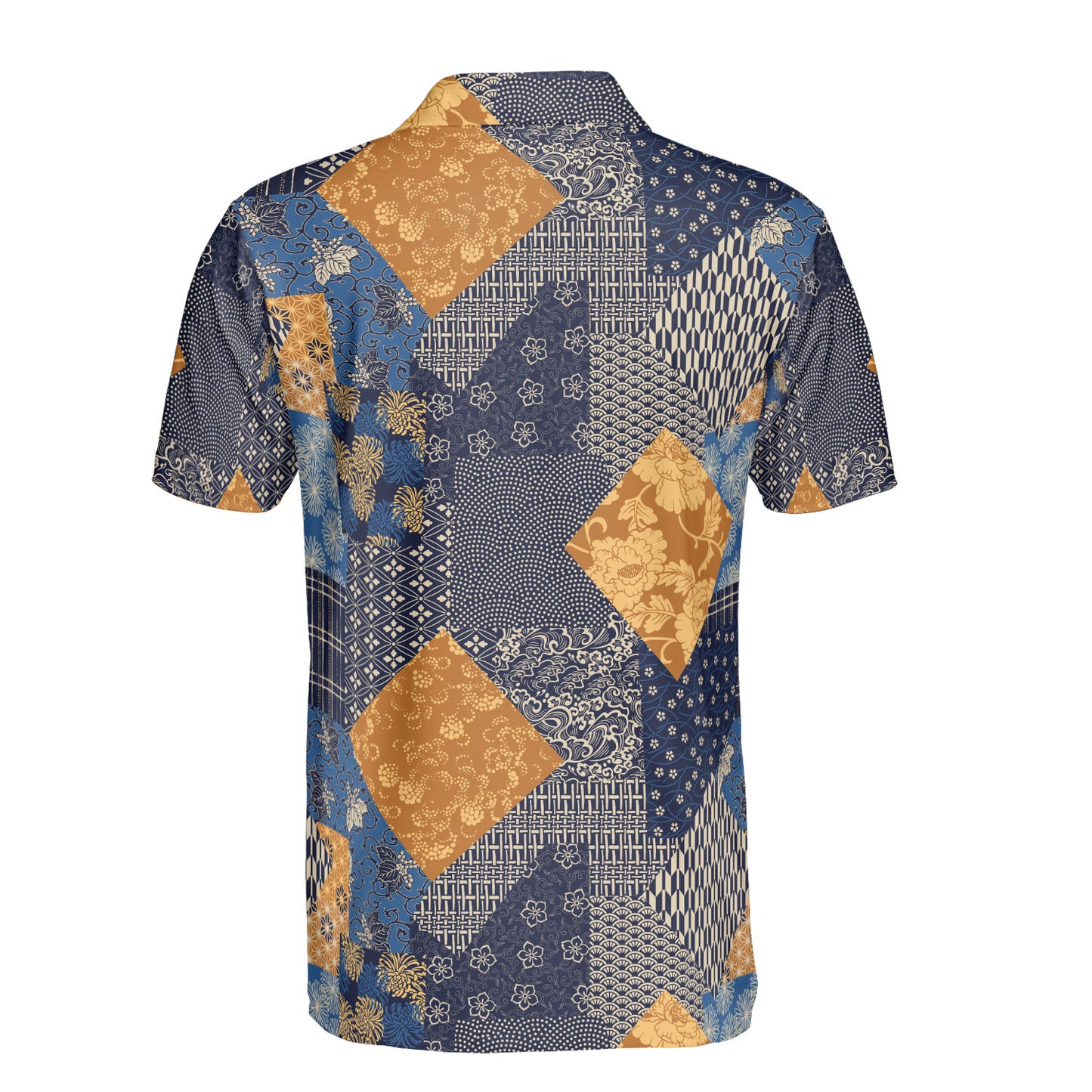 Traditional Japanese Patchwork Polo Shirt