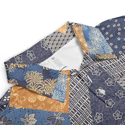 Traditional Japanese Patchwork Polo Shirt