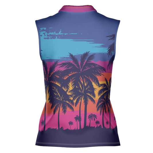 Tropical Sunset Women's Sleeveless Polo Shirt