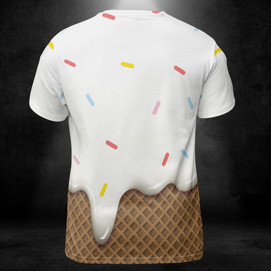 Vanilla Ice Cream With Sprinkles Melted Over A Chocolate Cone Unisex Comfort T-Shirt