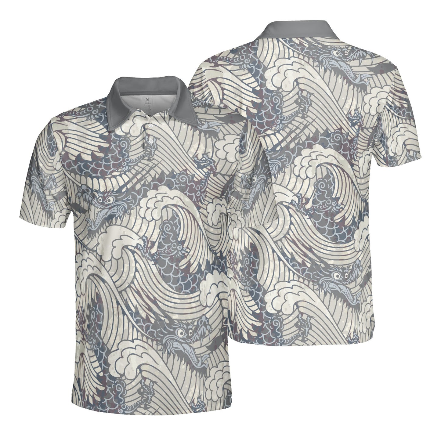 Vintage Dragons In Waves Premium Polo Shirt