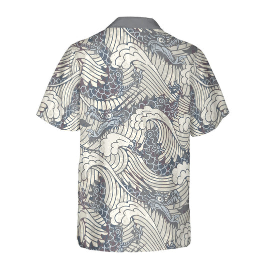 Vintage Dragons In Waves Button Up Shirt