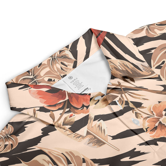 Vintage Flowers & Tiger Stripes Polo Shirt