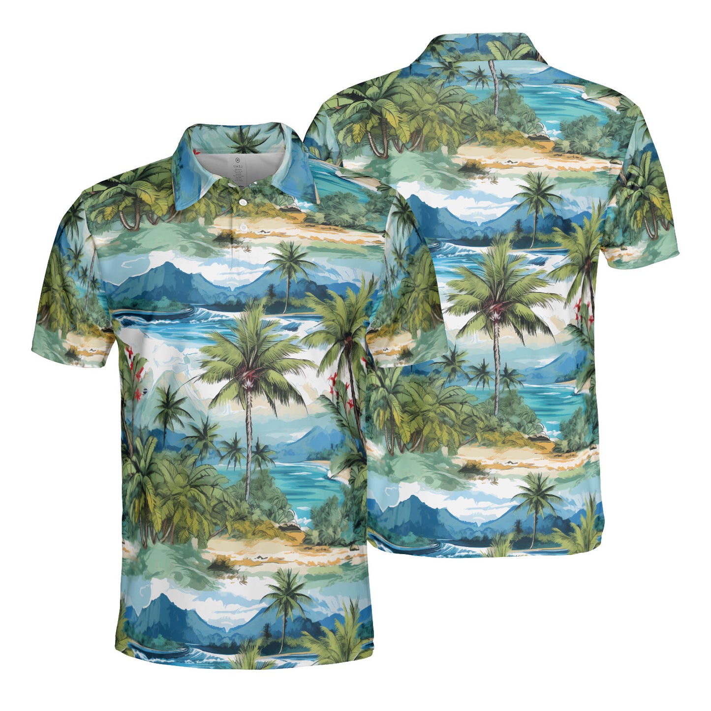 Watercolor Tropical Polo Shirt