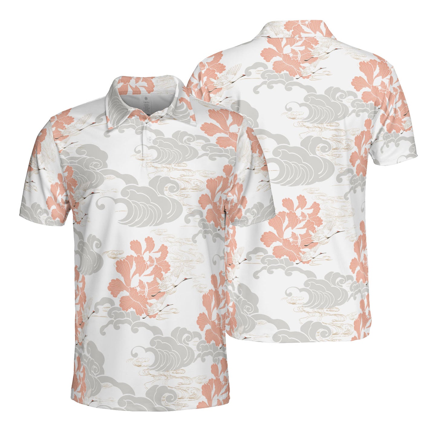 White Cranes & Grey Clouds Polo Shirt