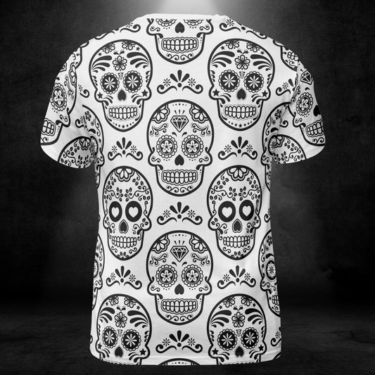 White & Black Calavera Unisex Comfort T-Shirt