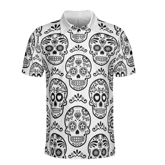 White & Black Calavera Premium Polo Shirt