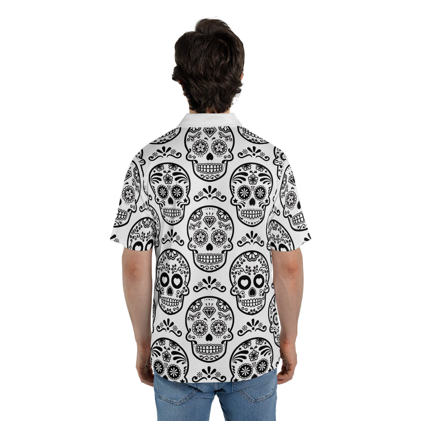 White & Black Calavera Premium Polo Shirt