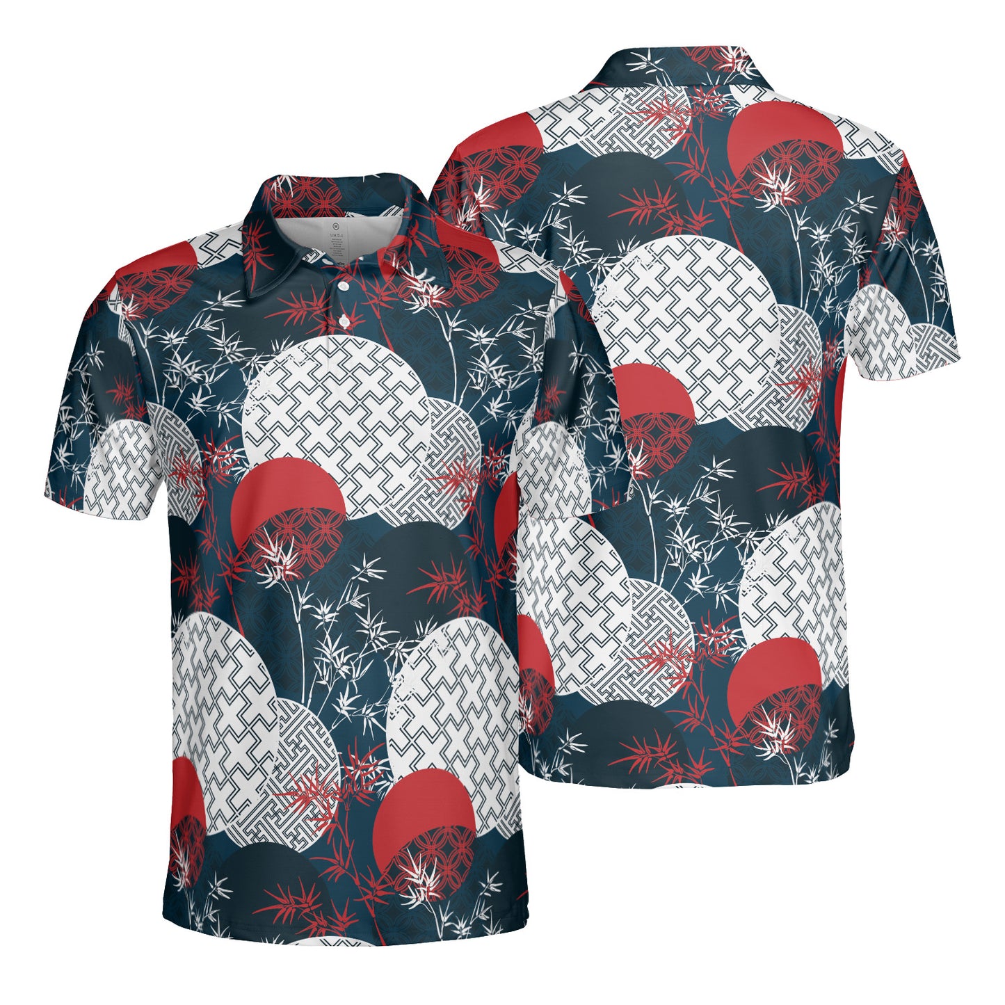 White & Red Bamboo Polo Shirt