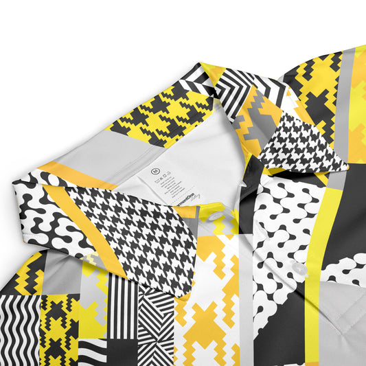Yellow Geometric Houndstooth Polo Shirt