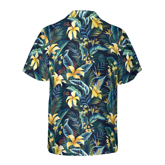 Yellow Hibiscus & Plumeria Button Up Shirt