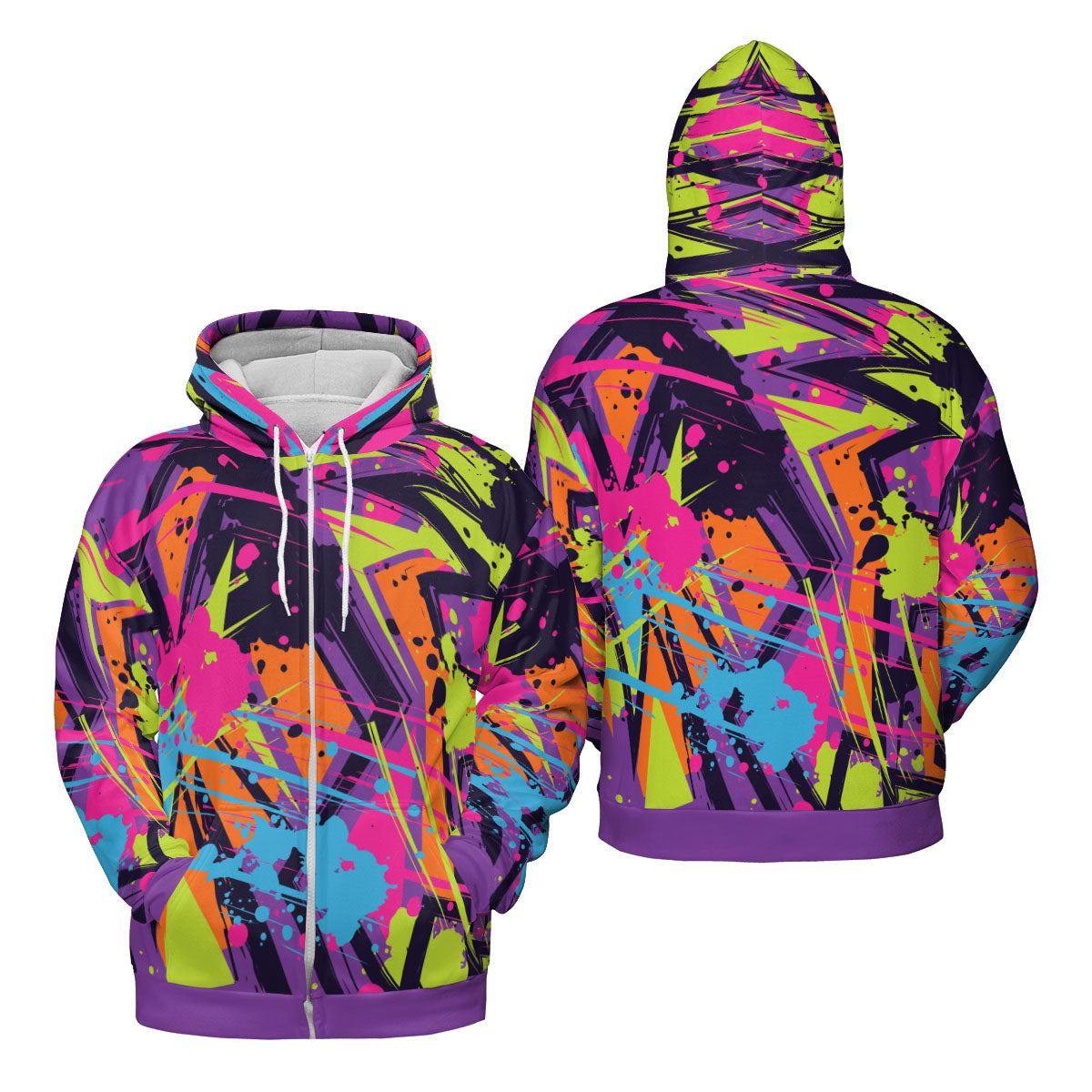 Abstract Zigzag Premium Unisex Zip Hoodie