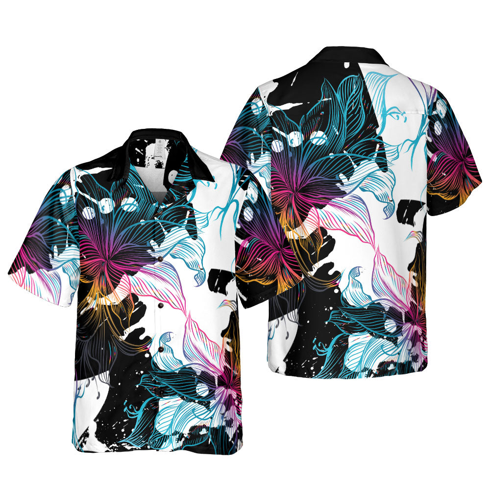 Abstract Gradient Flowers Button Up Shirt