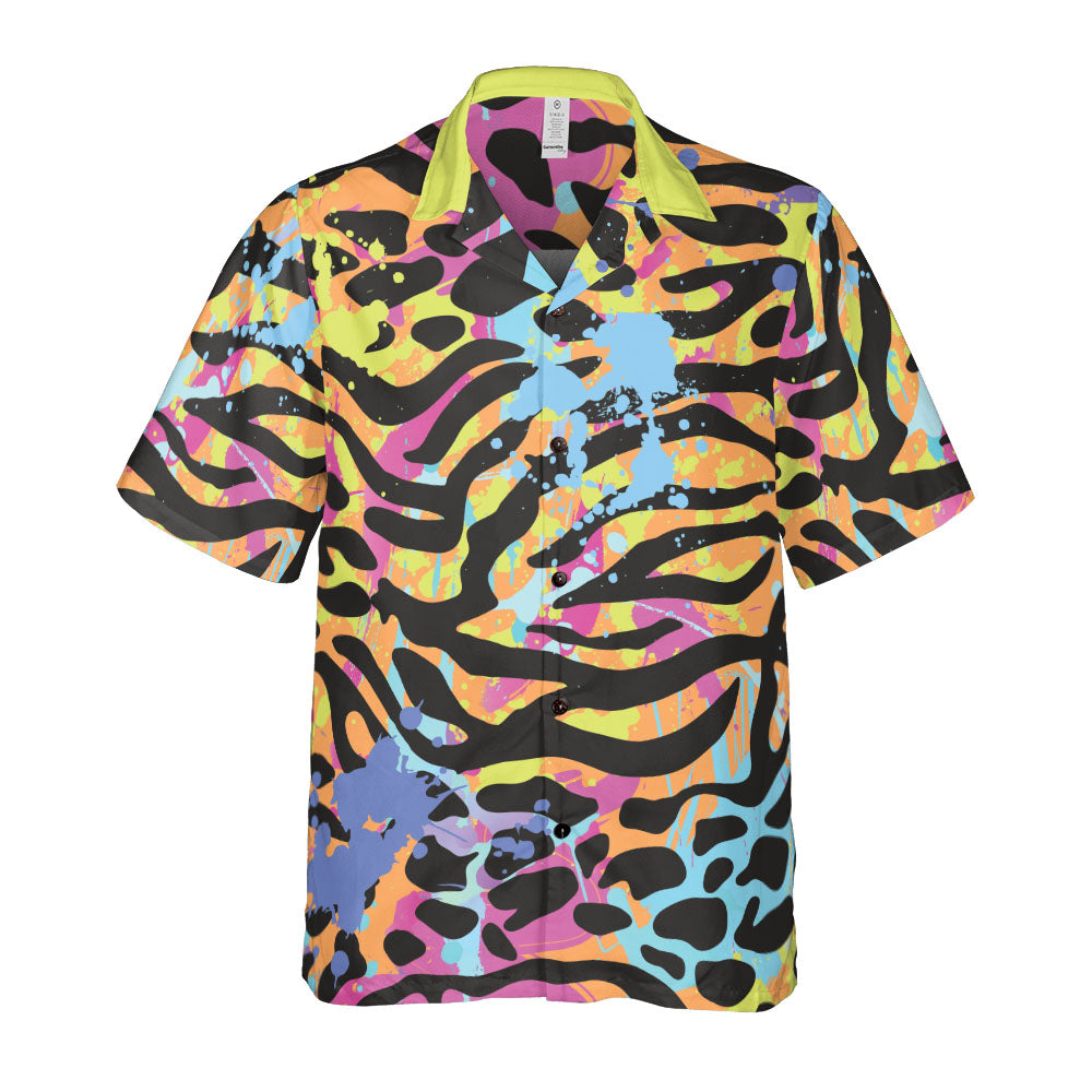 Animal Fur And Splattered Paint Button Up Shirt
