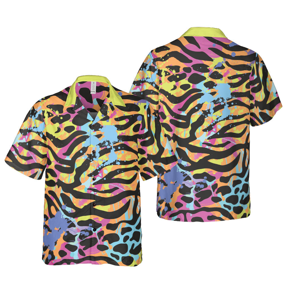 Animal Fur And Splattered Paint Button Up Shirt