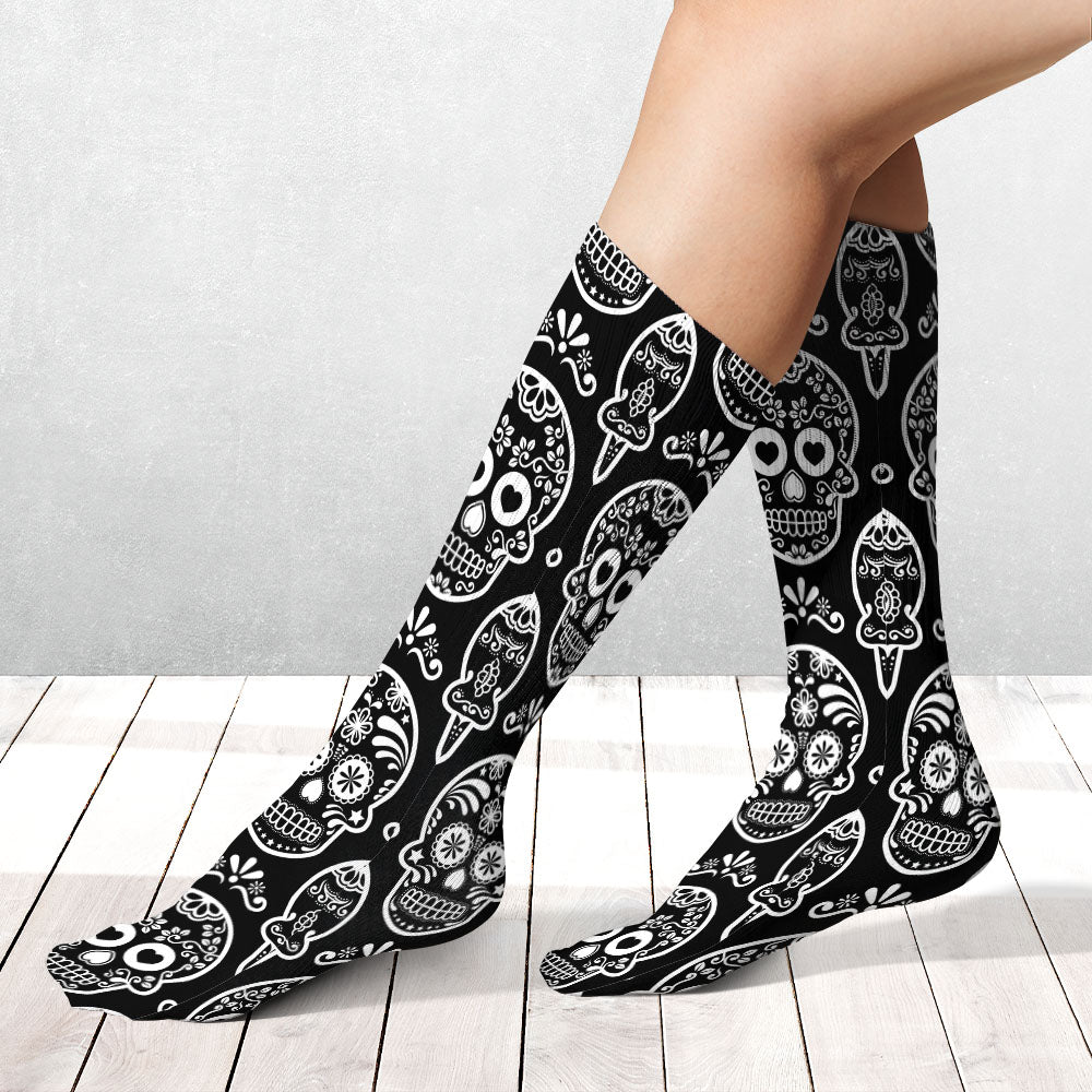 Black & White Calavera Socks