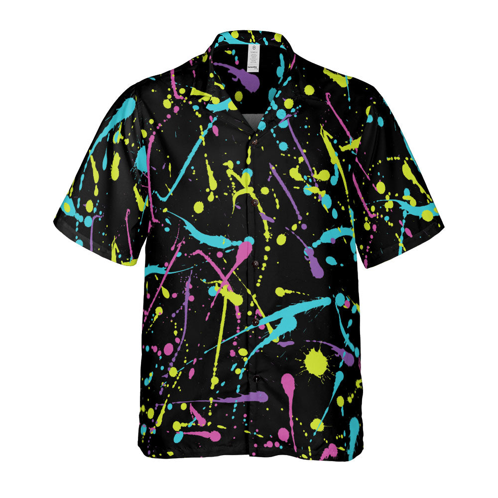 Bright Splattered Paint Button Up Shirt