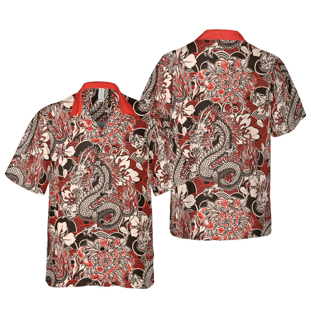 Dragons And Flowers Button Up Shirt